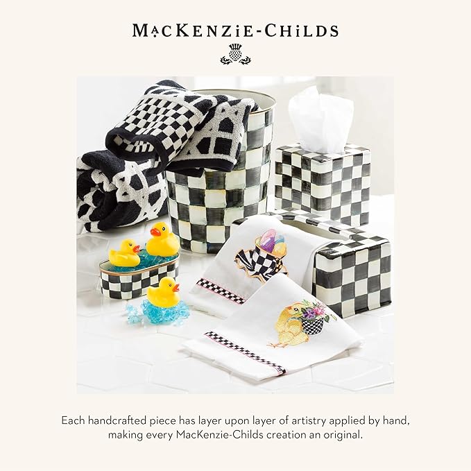 MACKENZIE-CHILDS Tissue-Box Cover, Tissue Holder for Home Decor, Black-and-White Courtly Check, Square