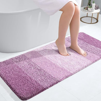 OLANLY Bathroom Runner Rugs Mat 47x20, Extra Soft Absorbent Microfiber Bath Rugs, Rubber Backing, Quick Dry, Long Bath Mats for Bathroom, Tub and Shower, Home Decor Accessories, Pinkish-Purple