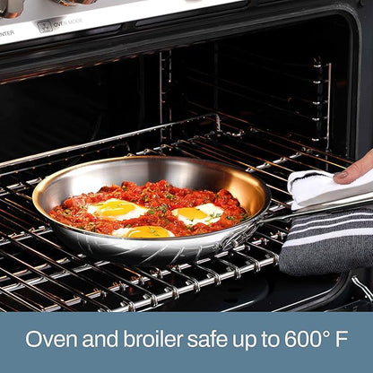 All-Clad D3® Stainless Steel 12 inch Frying Pan With Lid- Made in the USA- The Original Bonded Professional Cookware- Oven Safe & Induction Compatible