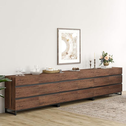 WAMPAT Dresser for Bedroom, Closet Organizers and Storage with 18 Drawers, Chest of Drawers with Metal Base, Wooden Modern Dresser for Living Room, Entryway, Brown