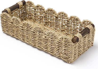 Toilet Paper Storage Basket Bathroom Counter Organizer Wicker Baskets for Organizing Cute Basket for Bedroom Nursery Room Kitchen Bathroom Decor -Seagrass Beige
