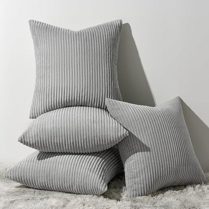 Topfinel Decorative Throw Pillow Covers Cushion Cases, Set of 4 Soft Velvet Modern Double-Sided Designs, Mix and Match for Home Decor, Pillow Inserts Not Included (22x22 inch, Grey)