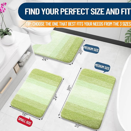 OLANLY Small Bathroom Rugs Mat 24x16, Extra Soft Absorbent Microfiber Bath Rugs, Rubber Backing, Quick Dry, Washable Bath Mats for Bathroom Floor, Tub and Shower, Home Decor Accessories, Light Green