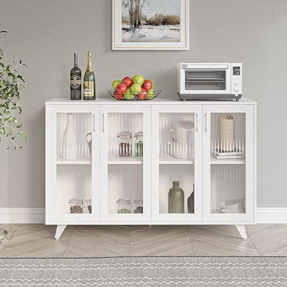 Panana Kitchen Buffet Server Table Accent Sideboard Cupboard Server Buffet Console Table with Doors Cabinet (49inch, White)