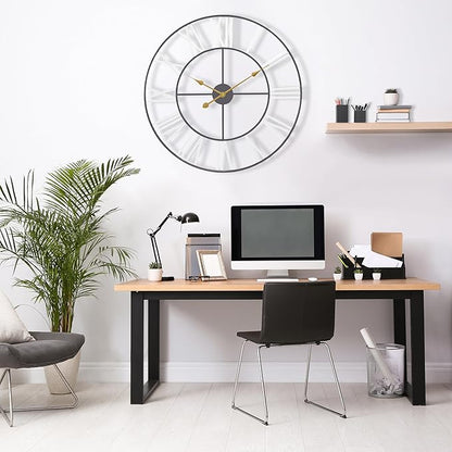 Sorbus Large Wall Clock for Living Room Decor - 24 inch Big Wall Clock Decorative - Battery Operated - Roman Numeral Analog Large Clock for Bedroom, Room, Home, Kitchen, Office, Wall Decor (White)