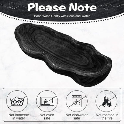 Nuogo 1 Pack 16 Inch Wavy Edge Dough Bowl Large Size Wood Rustic Dough Bowl Decorative for DIY Farmhouse Home Supplies Kitchen Decoration(Black)