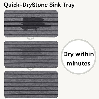 NiuYichee 2 PCS Water Absorbent diatomite Coasters, 7.1" x 3.5" Water Absorbing Stone Tray for Sink, Stone Drying mat for Kitchen Counter, Stone soap Tray Used for Hand Soaps & toiletries & Plants