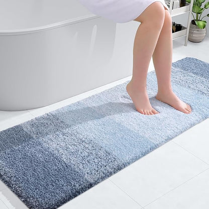 OLANLY Bathroom Runner Rugs Mat 59x20, Extra Soft Absorbent Microfiber Bath Rugs, Rubber Backing, Quick Dry, Washable Long Bath Mats for Bathroom Floor, Tub and Shower, Home Decor Accessories, Blue