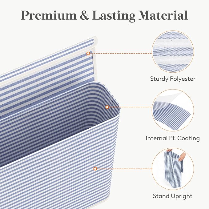 Lifewit 29L Toilet Paper Storage Holder for 12 to 16 Rolls, Foldable Fabric Toilet Paper Basket with Lid, Freestanding Bathroom Tissue Storage and Organization for TP, Towels and Toiletries, Dark Blue