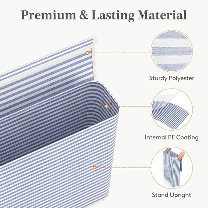 Lifewit 29L Toilet Paper Storage Holder for 12 to 16 Rolls, Foldable Fabric Toilet Paper Basket with Lid, Freestanding Bathroom Tissue Storage and Organization for TP, Towels and Toiletries, Dark Blue