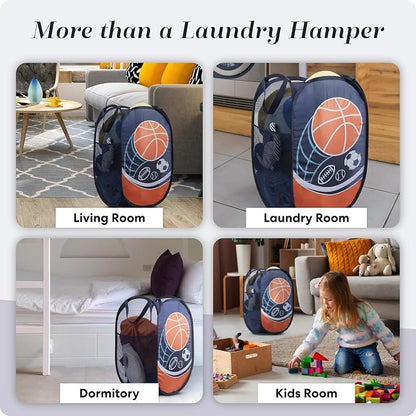 Handy Laundry Collapsible Mesh Pop Up Laundry Hamper with Side Pocket – Breathable, Space-Saving, Foldable Clothes Basket for Laundry, Storage, Travel, Dorm, Sports, 24 Inch
