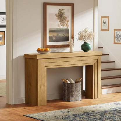 Huuger 54 Inch Entryway Table, Retangular Console Table with Storage, Farmhouse Sofa Table Behind The Couch, Long for Entrance, Hallway, Foyer, Living Room, Natural