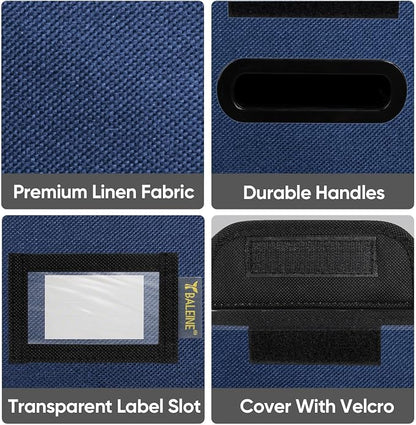 BALEINE File Organizer Box with Lid, Collapsible File Folder Organizer with Plastic Slide, Hanging File Folder Box for Office Document Storage (1 Pack, Blue, S)