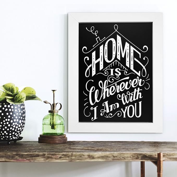Loddie Doddie Magnetic Chalkboard Sign - 11 x 14 in, White Frame, Mounting Hardware - Easy-Erase Message Center - Magnetic Bulletin Board for Photos - Chalk Board Calendar for Wall Organization