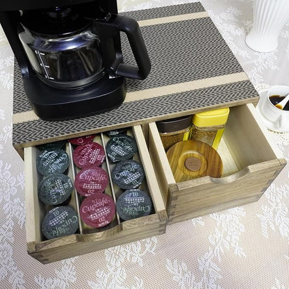 DDYURI Coffee Pods Storage Drawer Holder for Capsules - Multi Functional Desk Organizer Drawers For K cups Coffee Maker Brew - Kitchen Mini Wooden Box Chest Sideboard Counter Organization CF2D3C Dark