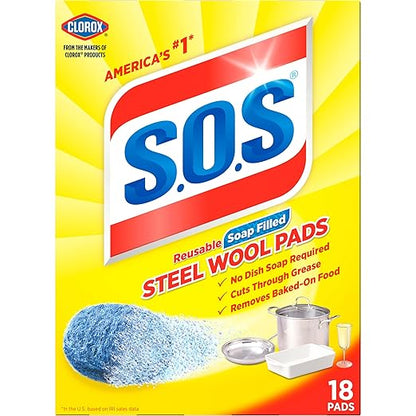 S.O.S Steel Wool Soap Pads,18 Count (Pack of 12)