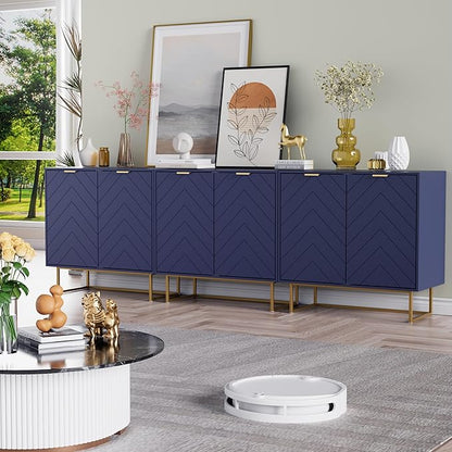 Scurrty 31.5'' Sideboard Buffet Cabinet with Storage, Set of 3,Navy Blue Accent Cabinet with Doors & Adjustable Shelf for Living Room & Kitchen (2 Doors)