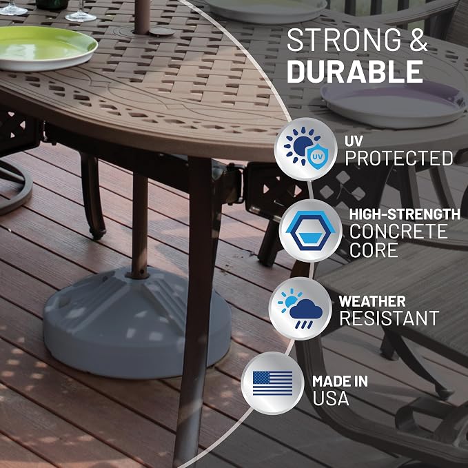 US Weight Durable 50 Pound Fillable Umbrella Base Designed to be Used with a Patio Table