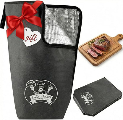 Valentines Day Gifts 21-Inch BBQ Blanket for Resting Meat - Insulated Brisket Bag for Smoker & Grill Accessories | 5-Layer Thermal Resting Bag for Super Bowl, Parties (Black-Dupont)