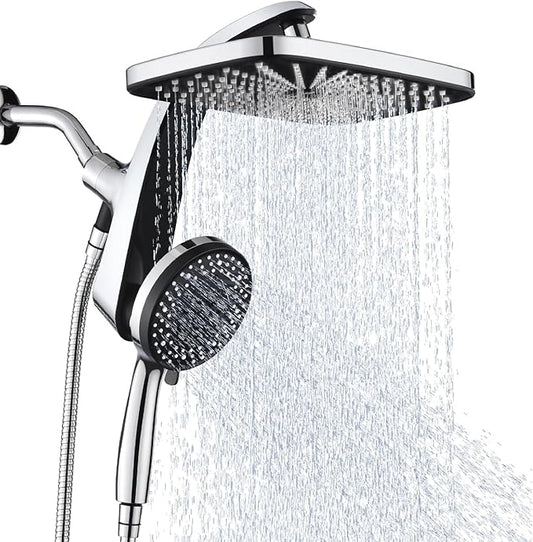 BOZYBO Rain Shower Head with Handheld: High Pressure Shower Heads with Handheld Spray Combo, 12" Rainfall Shower Head and 9 Sprays Hand Showerheads with Magnetic Docking and Power Jets, Chrome 1.75GPM