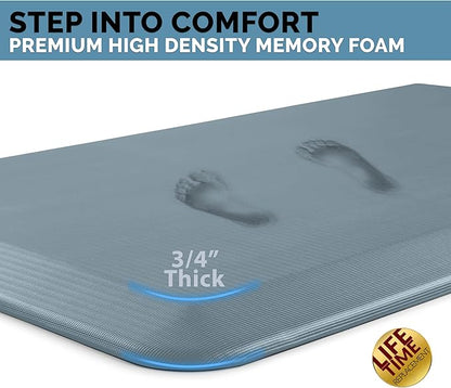ComfiLife Anti Fatigue Floor Mat – 3/4 Inch Thick Perfect Kitchen Mat, Standing Desk Mat – Comfort at Home, Office, Garage – Durable – Stain Resistant – Non-Slip Bottom (24" x 70", Denim)