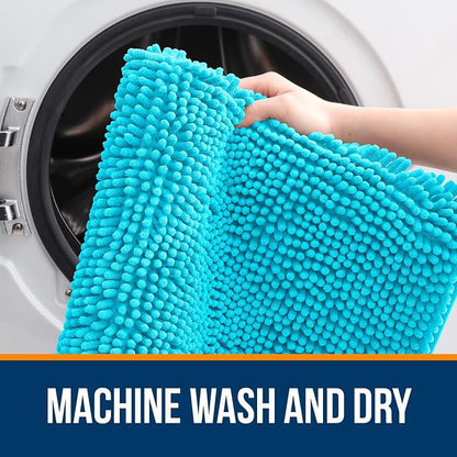 OLANLY Large Bathroom Rugs 70x46, Extra Soft Absorbent Chenille Bath Rugs, Rubber Backing Quick Dry, Machine Washable Bath Mats for Bathroom Floor, Tub and Shower, Home Decor Accessories, Aqua Sky