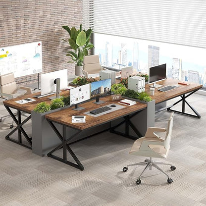 IBF 55” Rustic Computer Desk, Industrial Brown Home Office Desk, Wooden Metal Executive Pc Computer Desk Table, Wood Student Gaming Study Computer Table for Bedroom Living Room, Rustic Brown, 55 Inch