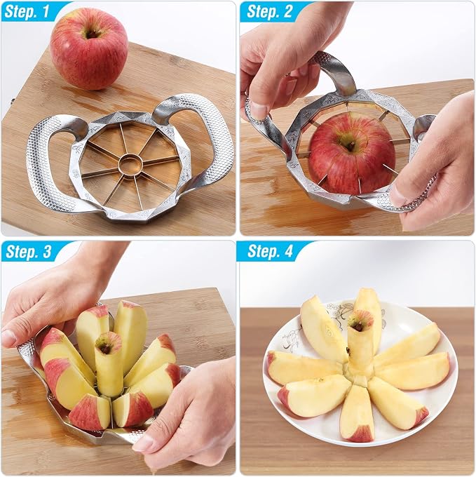 Apple Slicer, HEAVY DUTY Apple Corer, 8-Blade Stainless Steel Apple Cutter Divider Pitter ，Sturdy and Sharp