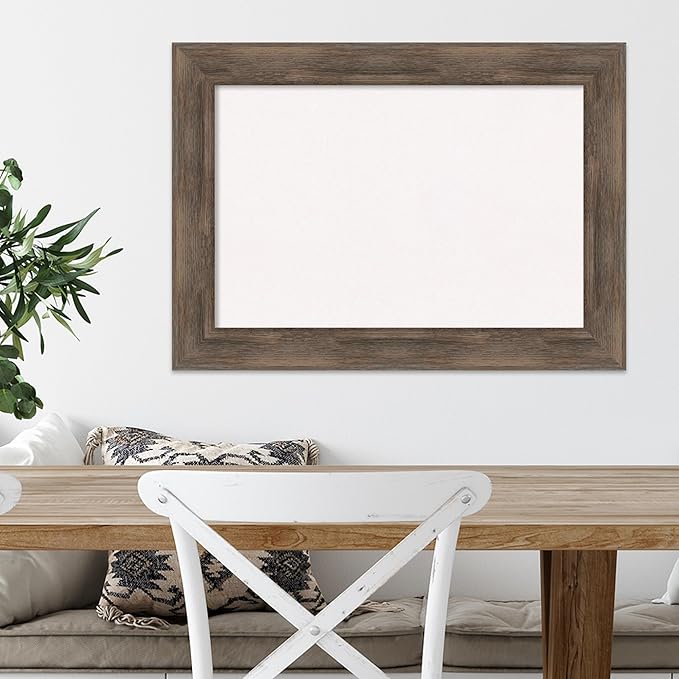 Amanti Art White Cork Board for Wall, 21x29 Vision Board with Brown Wood Frame, Medium Corkboard Office Decor for Home Organization, Country Rustic Corkboard Pinboard to Display Items for Home