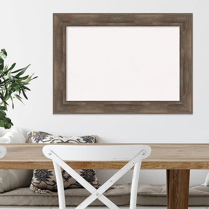 Amanti Art White Cork Board for Wall, 21x29 Vision Board with Brown Wood Frame, Medium Corkboard Office Decor for Home Organization, Country Rustic Corkboard Pinboard to Display Items for Home