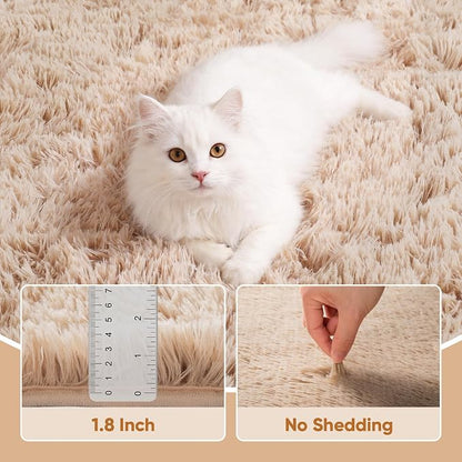 Area Rug for Living Room Bedroom: 6x9 Camel Soft Fluffy Shag Upgrade Non-Slip High Pile Carpet Large Fuzzy Plush Indoor Floor Decor Shaggy Rug for Kid Boys Girls Dorms Playroom Nursery Modern Home