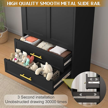 Steel Pantry Cabinet, 71" Metal Storage Cabinets with 2 Doors, 2 Adjustable Shelf and 2 Drawers, Freestanding Storage Cabinet for Bedroom, Kitchen, Home Office (Black)