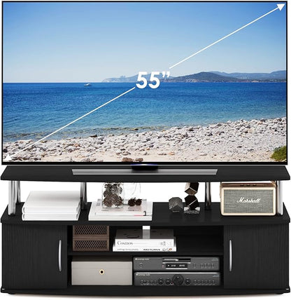 Furinno JAYA Large Entertainment Stand for TV Up to 55 Inch, Americano/Chrome