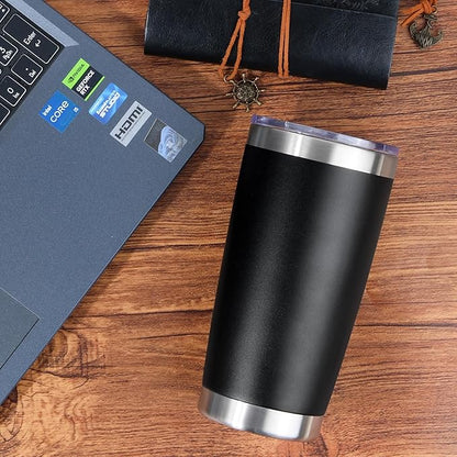 20oz Stainless Steel Tumbler Bulk with Lid, Travel Mug - Double Wall Vacuum Powder Coated Cup - Dark Blue, 6 Pack
