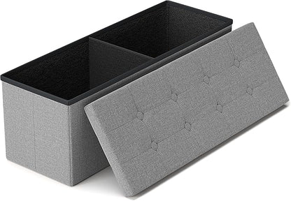 GLAXYFUR 43 Inches Folding Storage Ottoman Bench, Storage Chest, Footrest for Entryway, Living Room, Holds up to 660 lb, Light Grey