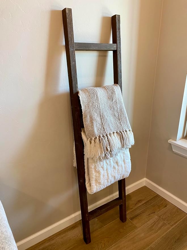 BarnwoodUSA Rustic Farmhouse Decorative Ladder - Our 6 ft Ladder can be Mounted Horizontally or Vertically and is Crafted from Upcycled Wood | No Assembly Required | Brown