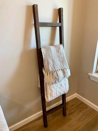 BarnwoodUSA Rustic Farmhouse Decorative Ladder - Our 6 ft Ladder can be Mounted Horizontally or Vertically and is Crafted from Upcycled Wood | No Assembly Required | Brown