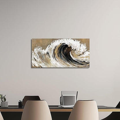 Belmrxne Coastal Wall Decor White and Gold Wall Art Personalized Artwork Poster Aesthetic Canvas Painting for Living Room Dining Room Kitchen Bedroom 12x24 Inches
