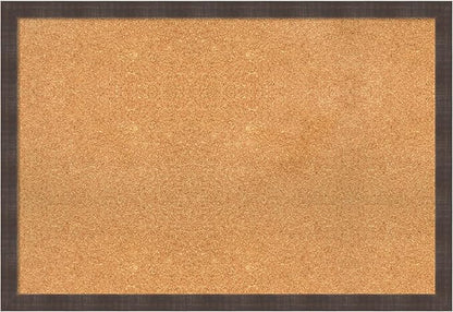 Amanti Art Natural Cork Board for Wall, 26x38 Vision Board with Brown Wood Frame, Large Corkboard Office Decor for Home Organization, Rustic Farmhouse Corkboard Pinboard to display items for home