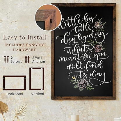 Loddie Doddie Magnetic Chalkboard & Magnet Board - 24 x 36in Rustic Wood Frame - Stain-Resistant Chalkboard Signs - Magnetic Photo & Note Display Board - Easy-Hang Wall Decor & Chalk Calendar