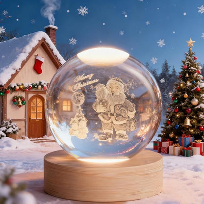 Christmas Decorative Snowman Crystal Ball, 2.4 inch Glass Ball Santa Claus Sphere, Snow Ball Crystal Display Sculpture Home Decor Crafts for Girls Women Friends Office Desk