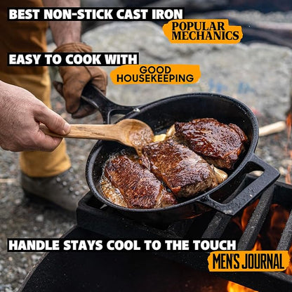Stargazer 10.5-Inch Cast Iron Skillet | Made in USA, Seasoned, Premium Frying Pan for Grilling, Searing, Baking & More – Durable Cast Iron with Smooth Cooking Surface