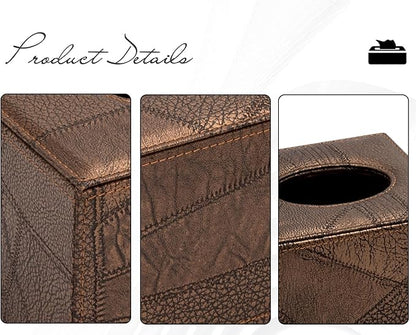 Colylan Tissue Box Cover Square Tissue Box Holder for Bathroom (Retro Brown)