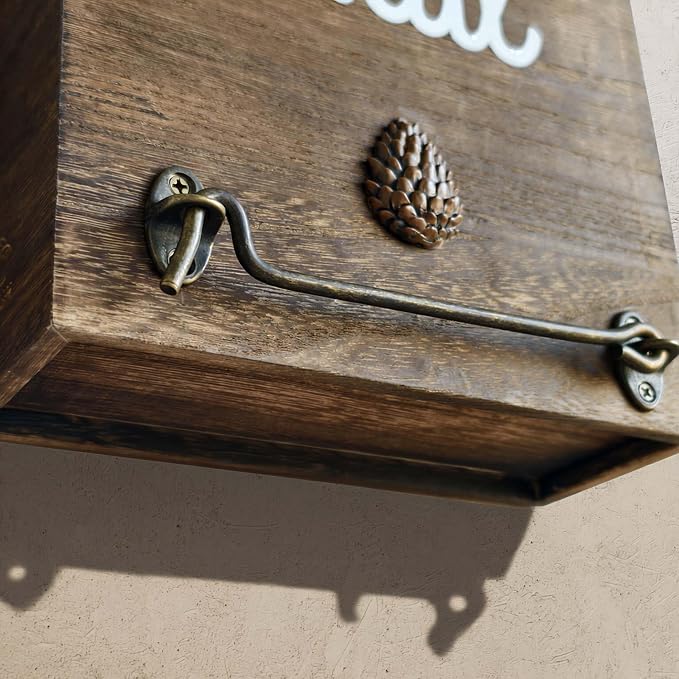 eBun Narrow Wood Mail Holder | Wall Mount, No-Drill Magnetic, Vertical Letter Slot, Entryway Decor