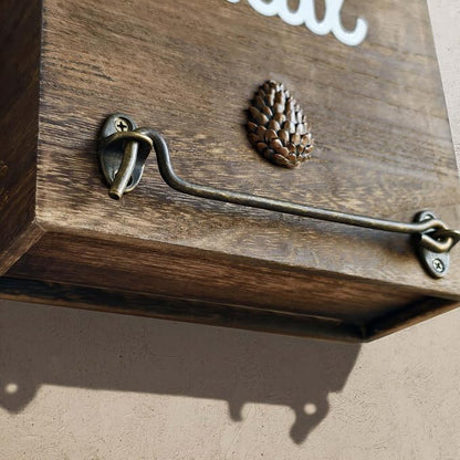 eBun Narrow Wood Mail Holder | Wall Mount, No-Drill Magnetic, Vertical Letter Slot, Entryway Decor