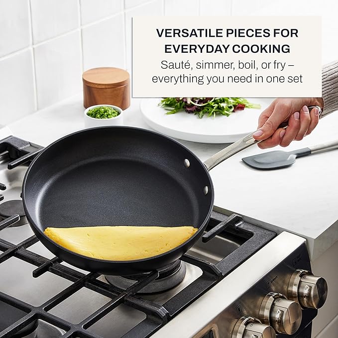 All-Clad E7859064 HA1 Hard Anodized Nonstick Fry Pan Cookware Set, 10 Inch and 12 Inch Fry Pan, 2 Piece, Black