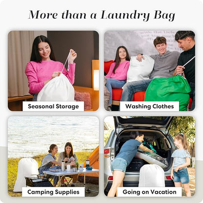 Handy Laundry Heavy Duty Laundry Bag – 22 x 32 in Durable Polyester, Extra Large, Machine Washable, Strong Drawstring Closure, Laundry Essentials for Travel, Dorm, Storage, White