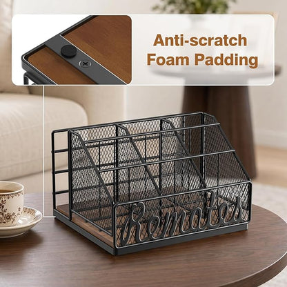 Remote Control Holder, 9-Slot TV Remote Holder for Table, Universal Farmhouse Remote Caddy Large Size Design for Living Room Bedroom Office, No Assembly Required