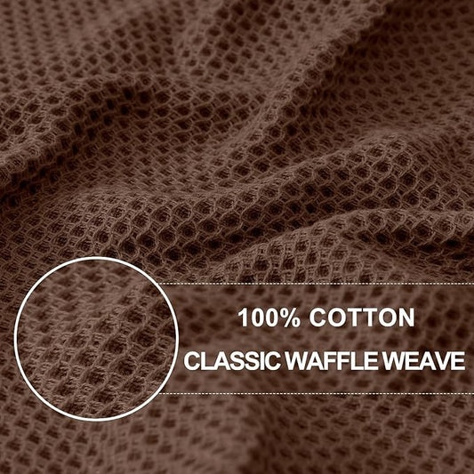 Homaxy 100% Cotton Waffle Weave Kitchen Dish Towels, Ultra Soft Absorbent Quick Drying Cleaning Towel, 13 x 28 Inches, 18-Pack, Coffee