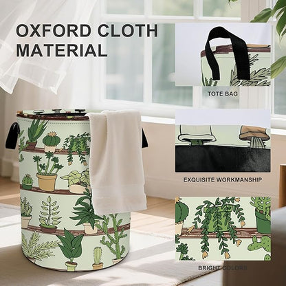 Cactus Laundry Basket Laundry Hamper With Handles Collapsible Laundry Baskets Storage Basket For Room Bathroom Bedroom Decor